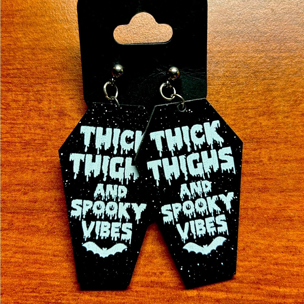 Thick Thighs Coffin Acrylic Earrings